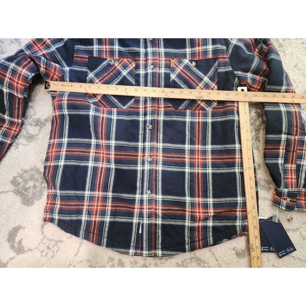 NEW Chaps Corduroy Collar Quilted Plaid Flannel Button Down Shacket Men's Medium - Picture 4 of 8